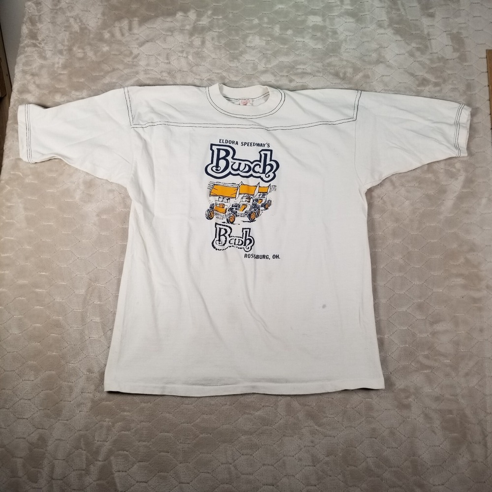 VTG 1980s Eldora Speedway's Busch Bash Shirt Sz Large Stained Worn Rare See Pics